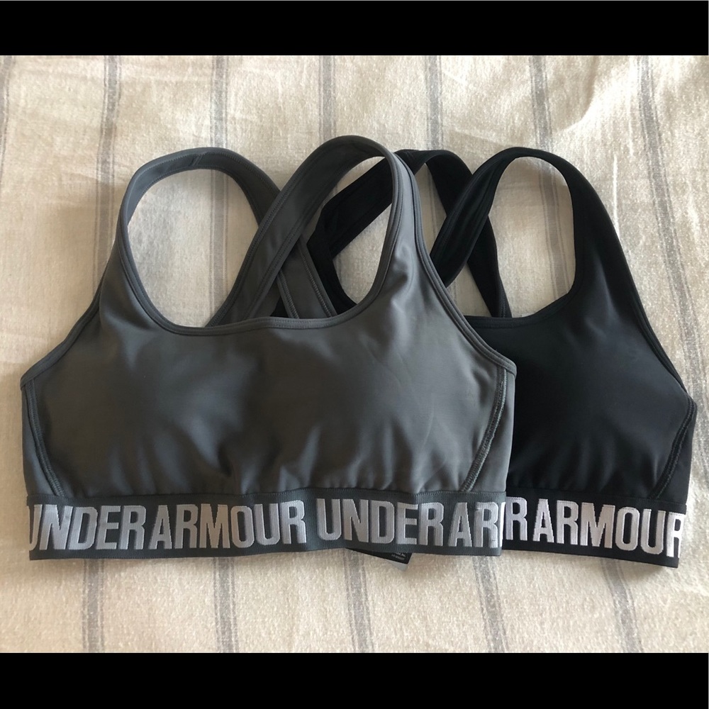 Two Under Armour Sports Bras Small Black/Gray